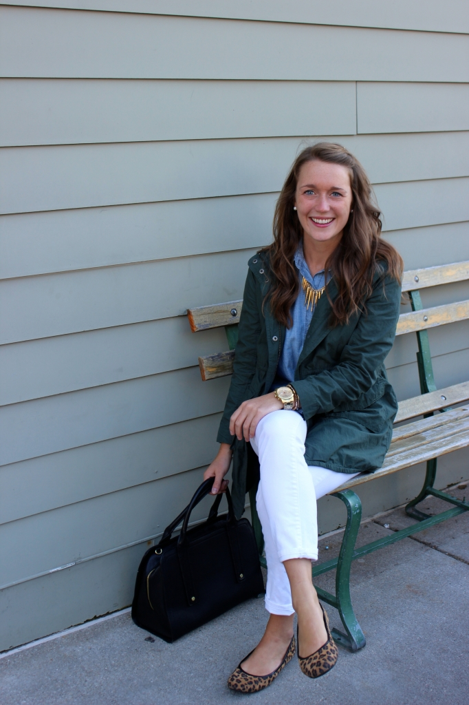 leopard flats & army jacket