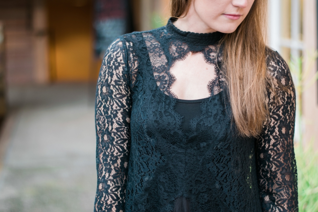 Free People Black Lace Cutout Tunic 