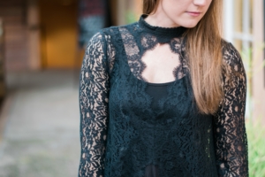 Free People Black Lace Cutout Tunic