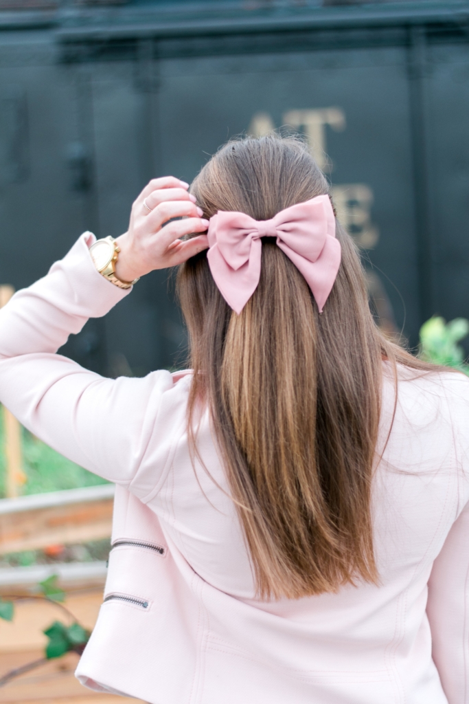 Forever 21 Pink Bow Barrette and Blush Jacket