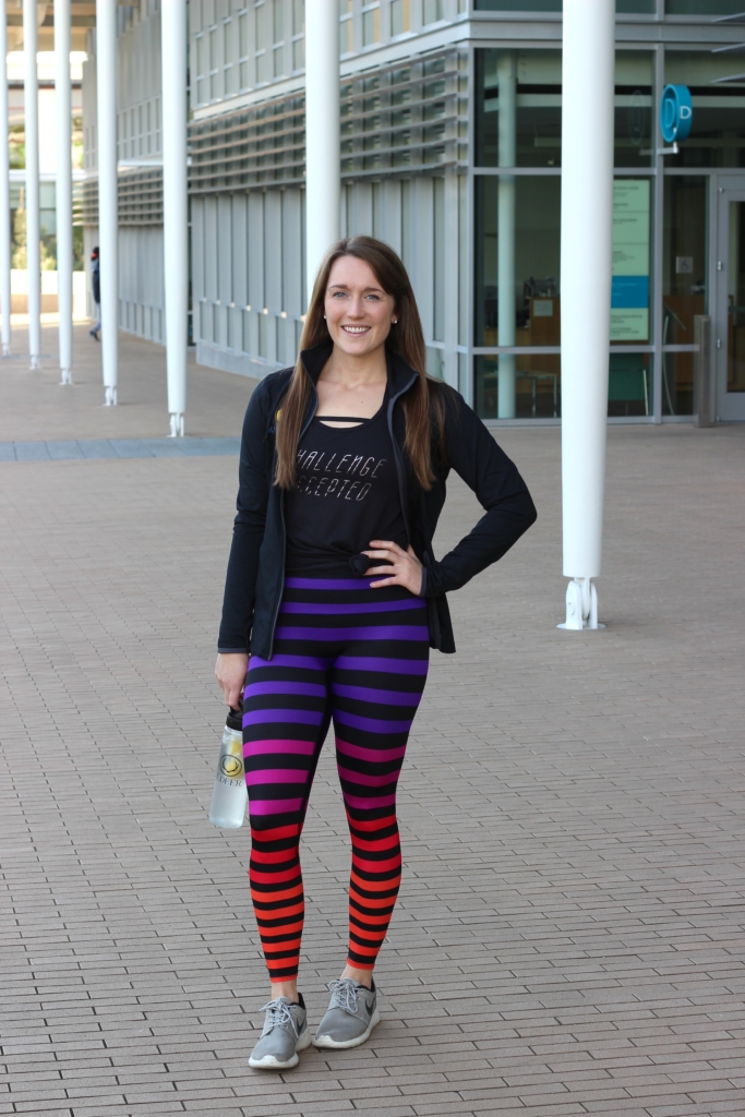 Kdeer striped sophia legging with gray Nike Roshe Sneakers