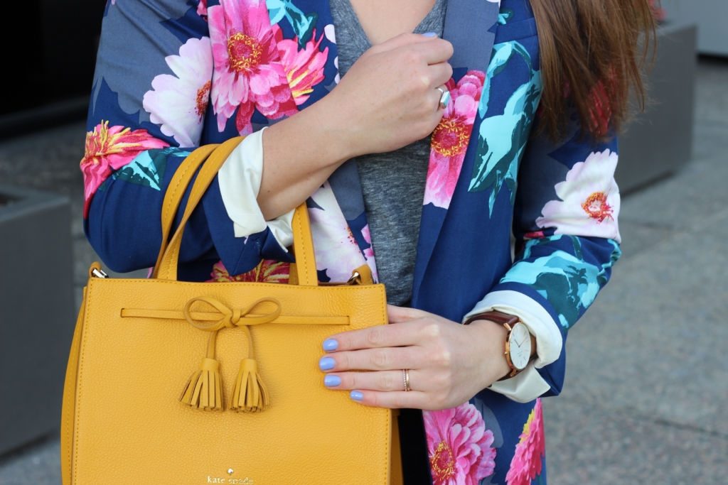 Floral Blazer with Kate Spade Small Isobel in Saffron and Daniel Wellington Watch