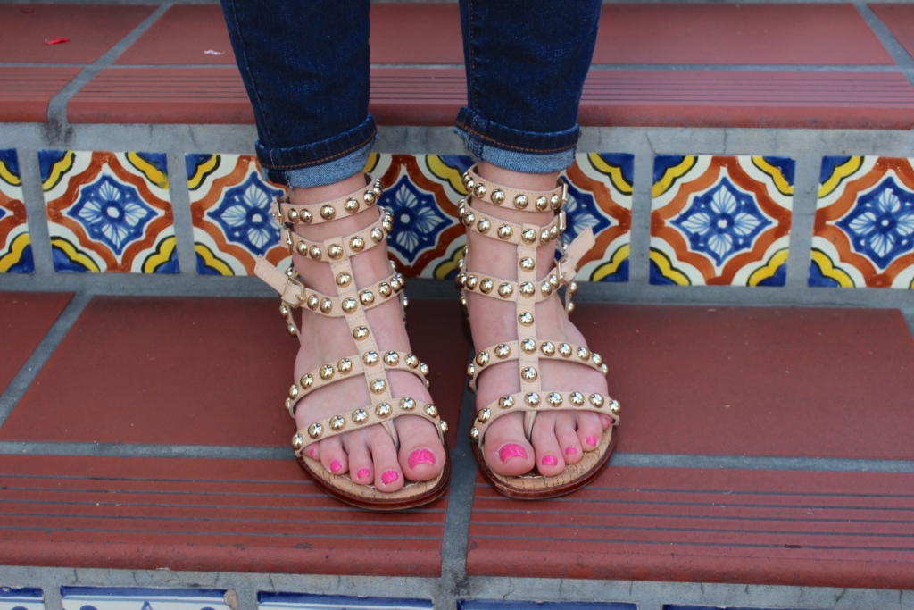 Sam Edelman Eavan Studded Gladiator Sandals with Skinny Jeans in Santa Barbara CA