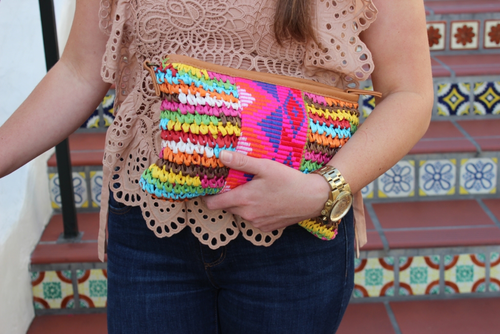 ShopBop lace top with Ann Taylor Jeans and Sam Edelman Eavan Sandal in Santa Barbara CA