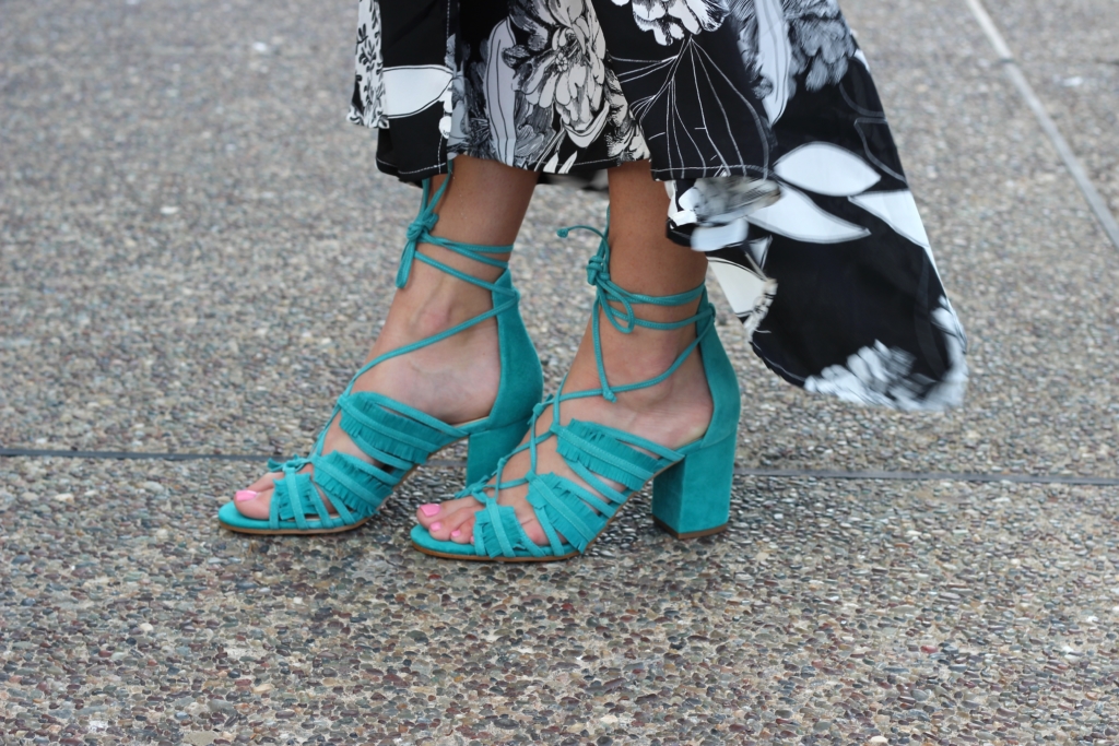 Nine West Genie Lace Up Sandals with Floral Maxi Dress