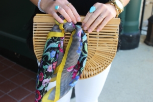 Cult Gaia Ark bag with Ann Taylor Silk scarf