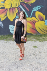 abercrombie black eyelet sundress with joie wedges