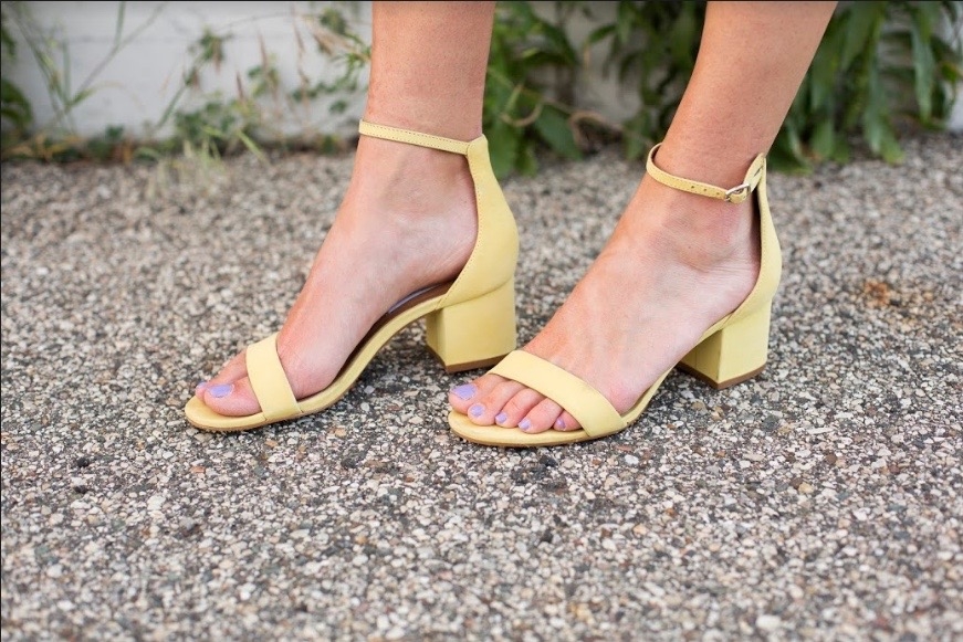 yellow steve madden heeled sandals