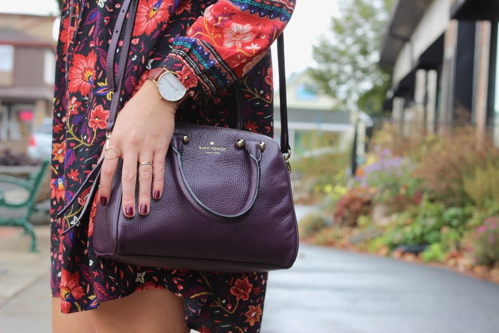 Old Navy Bohemian Print Shift Dress with Brown Ankle Boots