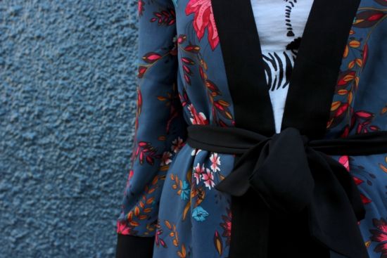 LOFT floral kimono with graphic zebra tee