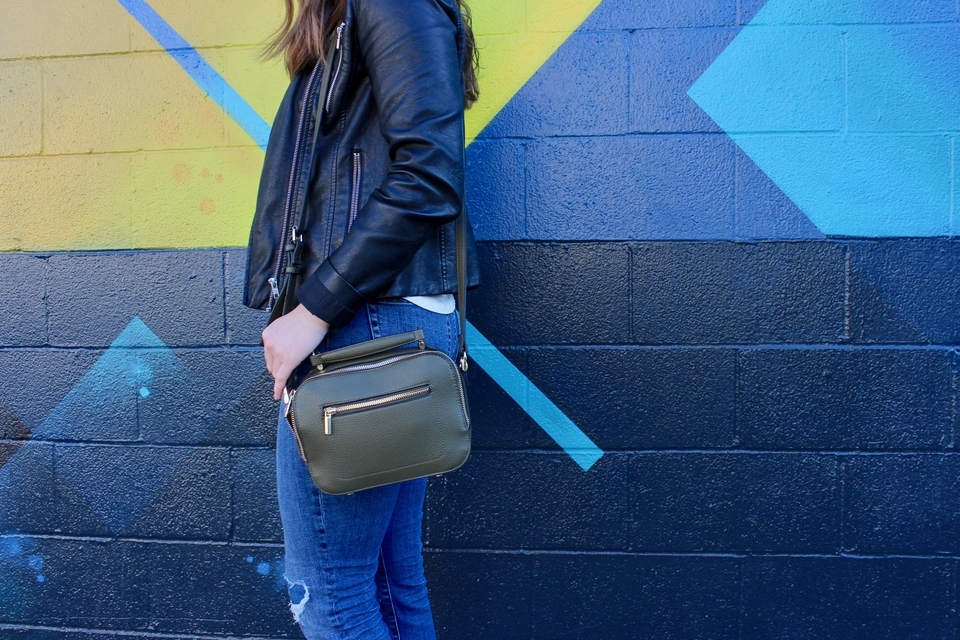 casual graphic tee and leather jacket in San Francisco