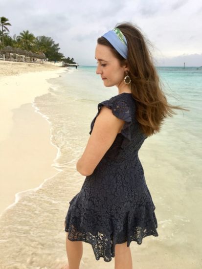 Loft gray lace dress in the Bahamas