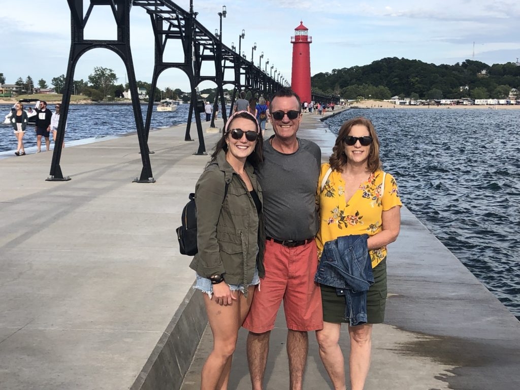 my parents and I on the Grand Haven Michigan pier