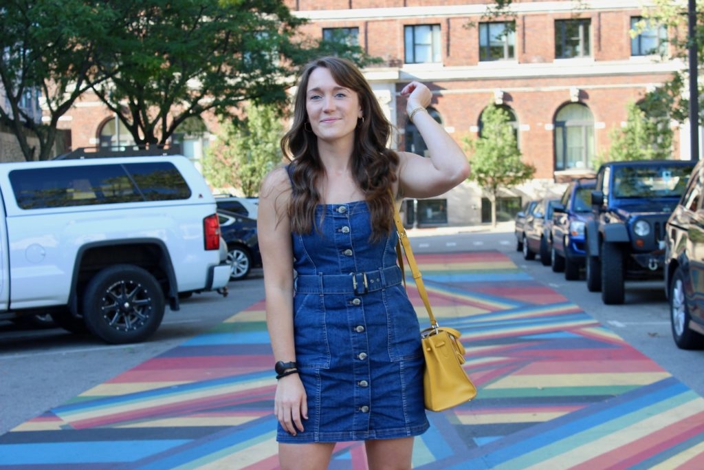 denim-bib-dress-in-rainbow-crosswalk-Grand-Rapids-MI-5