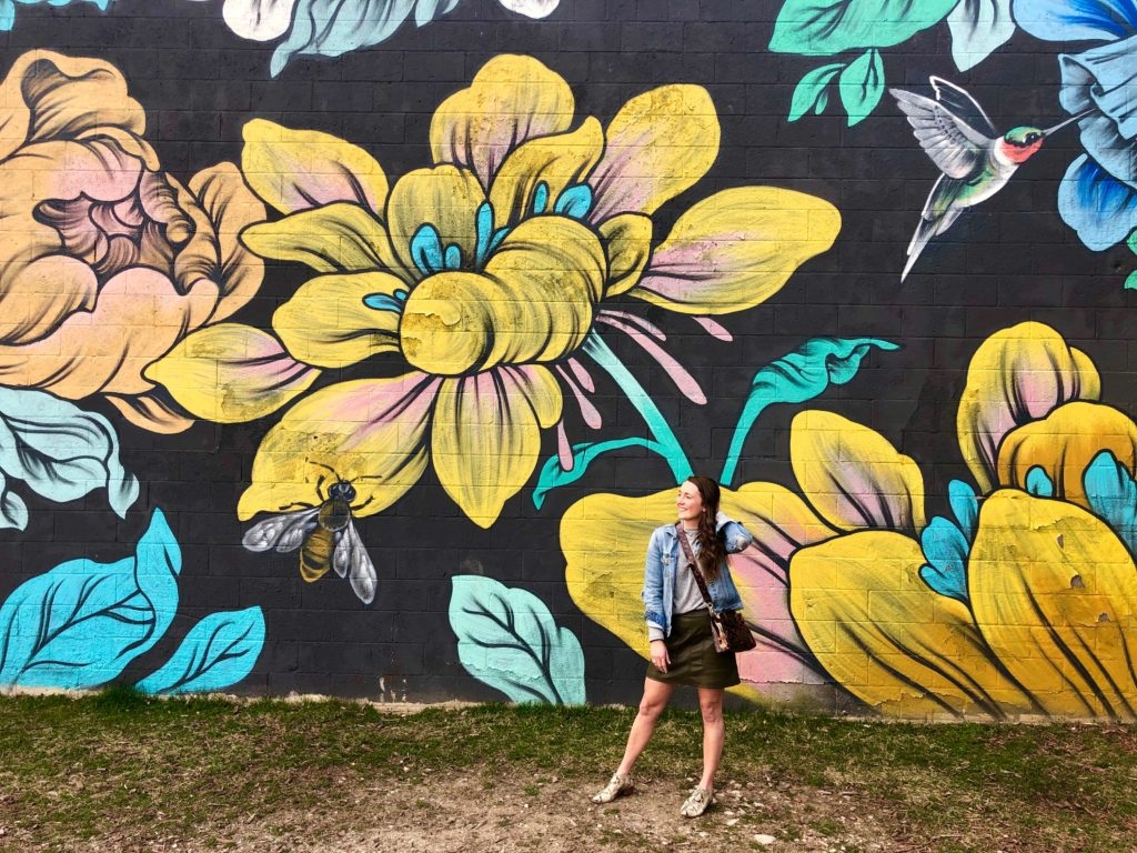 Closet MVP Denim Jacket with floral mural by Madeline Mihaly