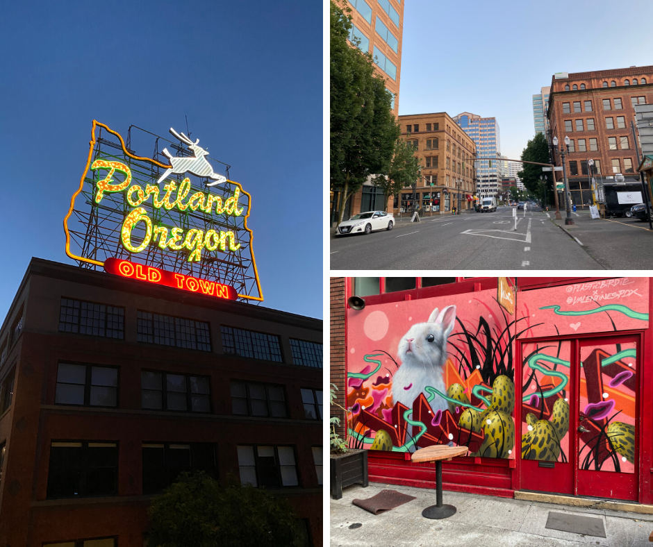 Collage of photos from Portland Oregon in Pacific Northwest