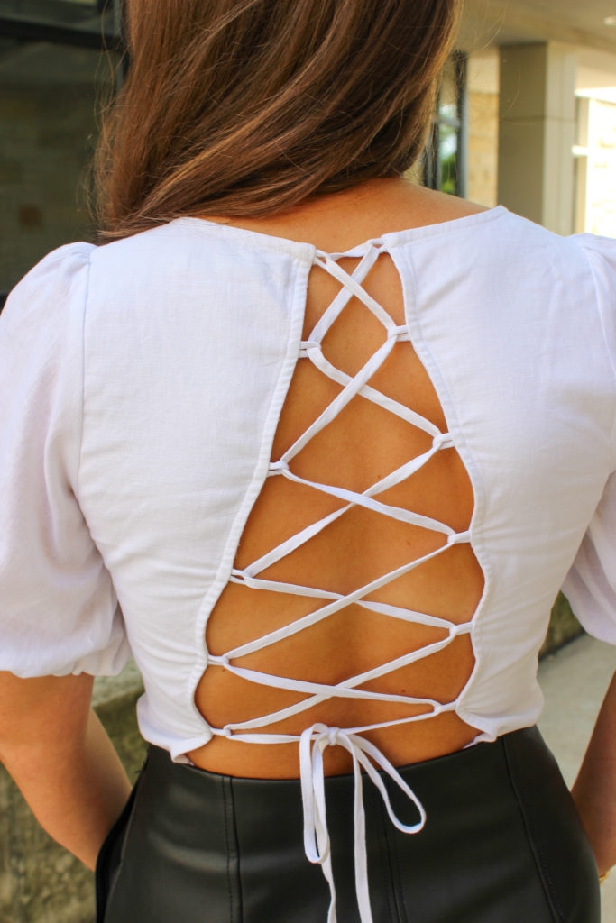 tie back blouse sharing female owned brands on Cassidy Lou 