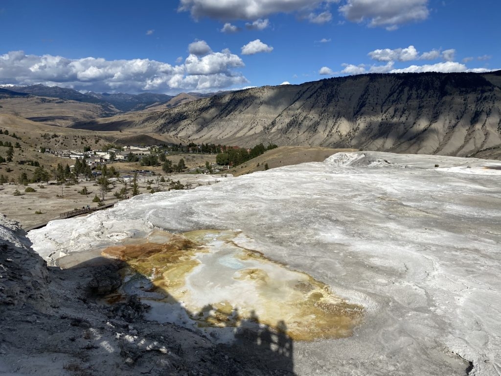 view from mammoth hot spring terrace by Madeline Mihaly