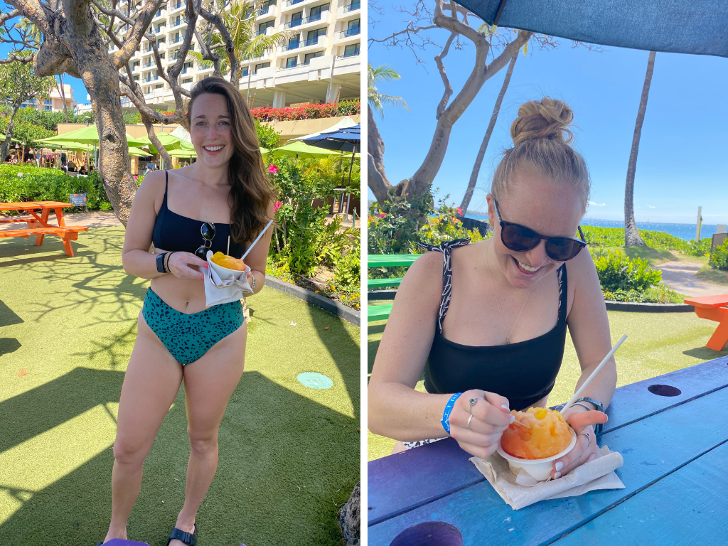 enjoying Ululani shave ice in Hawaii by madeline Mihaly