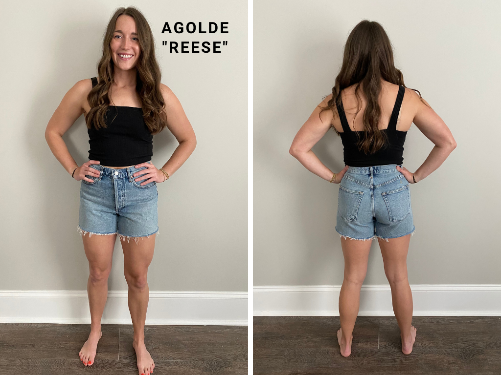 AGOLDE denim shorts review + comparison - with Madeline Mihaly